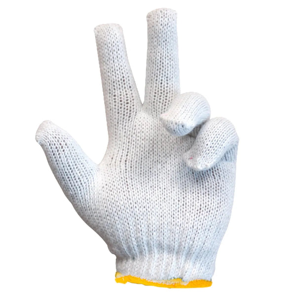 1dz. Knitted Poly/Cotton Gloves White (M) (105521)