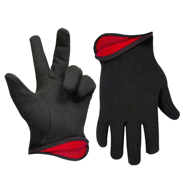 1dz. Brown Jersey Gloves Red Fleece Lining (OSFA) (105527)