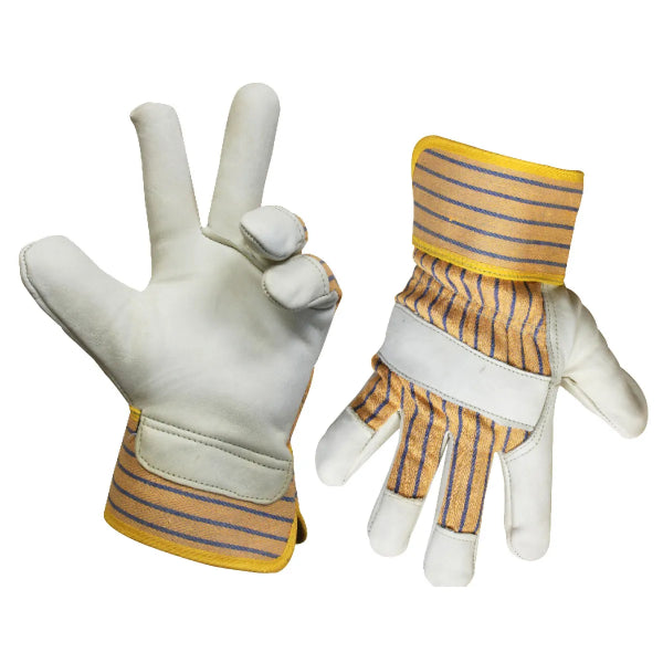 1dz. Cowhide Leather Gloves Rubber Cuff (OSFA) (105533)