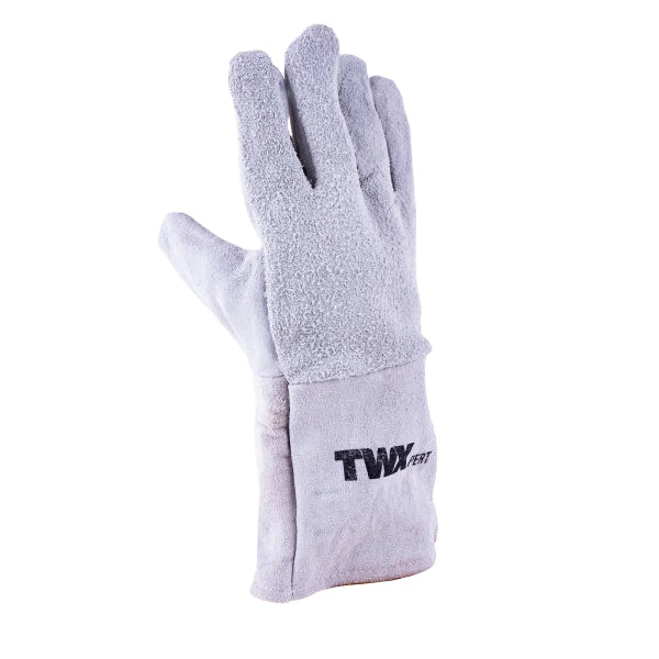 1dz. Cow Split Leather Insulated Welders Gloves Gray Long Cuff Fleece Lining (OSFA) (105537)