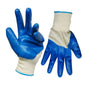 1dz. Knitted Cotton Gloves White With Nitrile Palm Blue (OSFA) (105550)