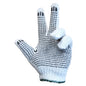 1dz. Knitted Poly/Cotton Gloves Unbleached With Black PVC Dots (L) (105551)