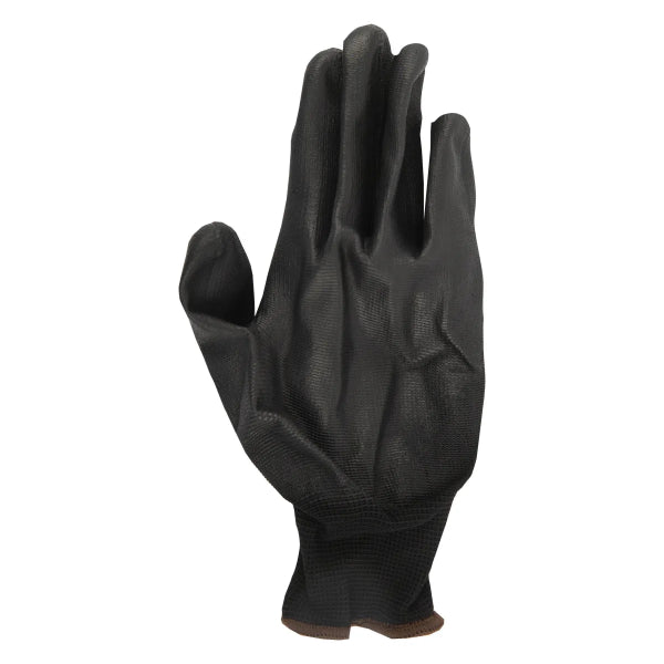 1dz. Knitted Polyester Gloves Black With PU Palm (XL) (105554)