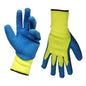 1dz. Knitted Acrylic Gloves Neon Green With Latex Palm Blue (OSFA) (105560)