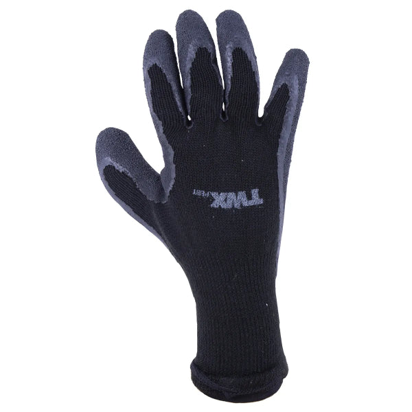 1dz. Knitted Cotton Insulated Gloves Black With Latex Palm Gray (OSFA) (105561)