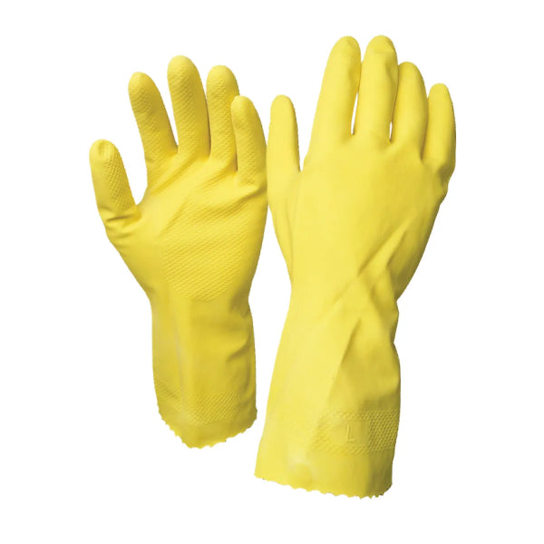 1dz. Disposable Rubber Gloves Yellow (M) (105571)