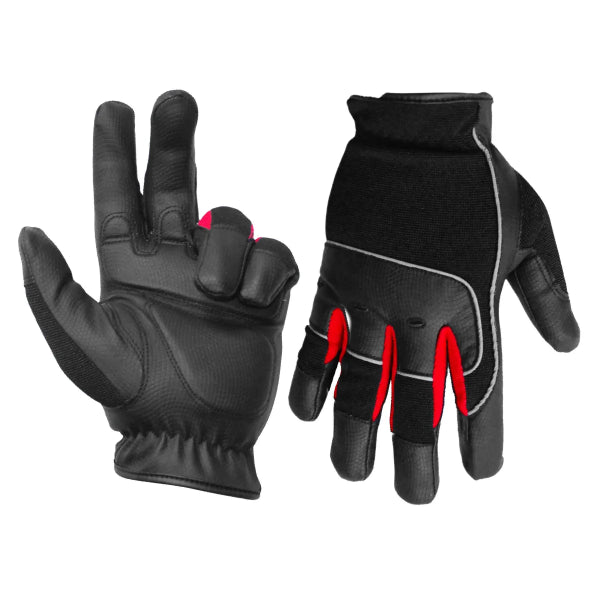 1 Pair Contractor Gloves Anti-Vibe Black/Red With PU Palm Black (L) (105592)