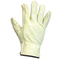 1 Pair Unlined Pigskin Driver Gloves Elastic Cuff Cotton Hem (M) (105601)