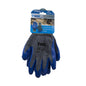 1dz. Knitted Cotton Gloves Gray With Crinkle Latex Palm Blue (L) (105643)