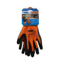 1dz. Knitted Polyester Gloves Orange With Latex Foam Black Palm (L) (105649)
