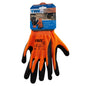 1dz. Knitted Polyester Gloves Orange with Latex Foam Black Palm (XL) (105650)