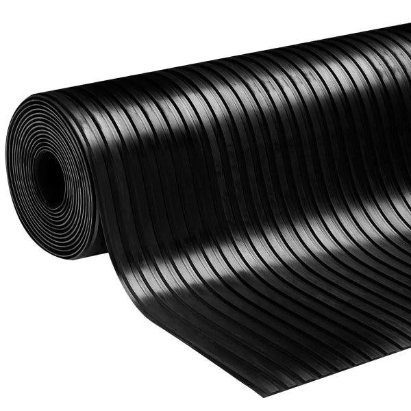 Ribbed Rubber Runner 27in x 50ft 3mm Black (106268)