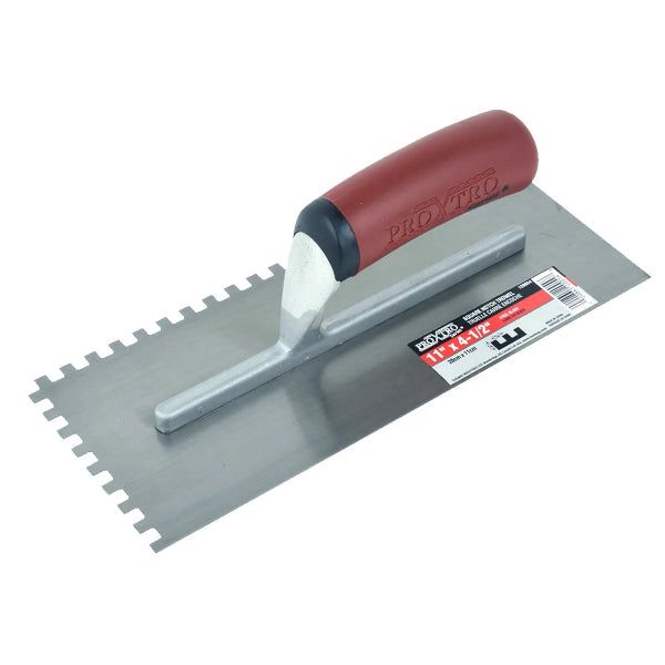 Trowel Notched 11in x 41/2in (1/4in x 1/4in SQ Notch) Red Handle (120054)