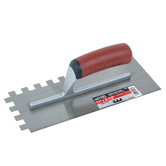 Trowel Notched 11in x 4½in (½in x ½in SQ Notch) Red Handle (120057)