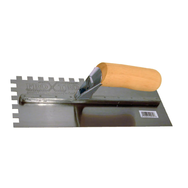 Trowel Notched 11in x 4in (3/8in SQ Notch) Wooden Handle (120153)