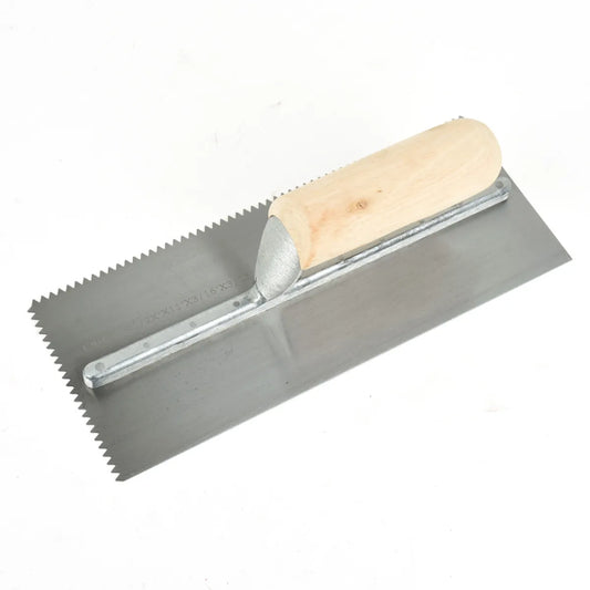 Trowel Notched 11in x 4in (3/16in V Notch) Wooden Handle (120154)