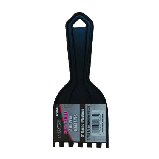 Putty Knife 3in (76mm) SQ Notch 1/4in x 1/4in Plastic Black (122074)