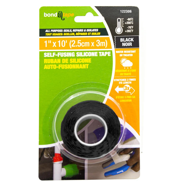 Self-Fusing Silicone Tape 2.5cm x 3m Black (122306)