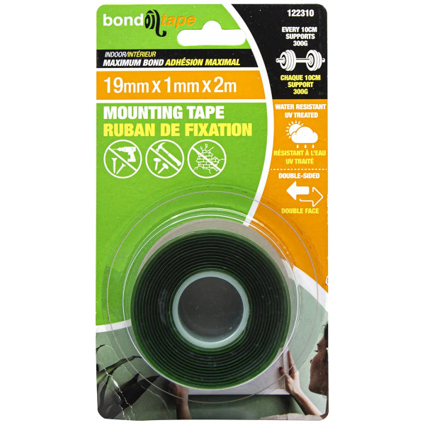 Maximum Bond Mounting Tape 19mm x 1mm x 2m Indoor (122310)