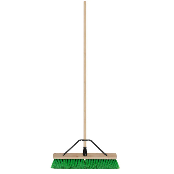 Push Broom 18in Indoor/Outdoor With Braced Handle Soft & Hard Bristle (123215)