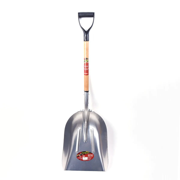 Grain Scoop Shovel 48in x 14-1/2in Aluminum Blade Wood Poly D-Handle (130511)