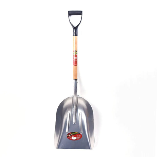 Grain Scoop Shovel 48in x 14-1/2in Aluminum Blade Wood Poly D-Handle (130511)