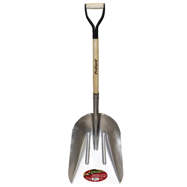 Grain Scoop Shovel 46-1/2in x 14-3/4in Aluminum Blade Wood D-Handle (130683)