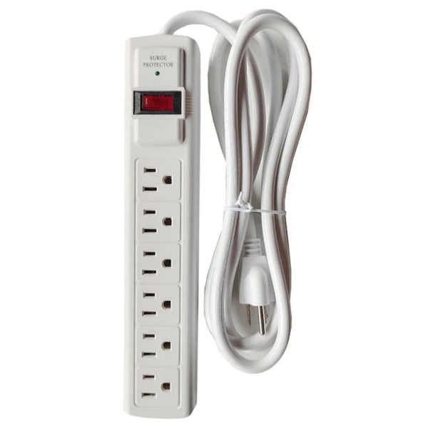 Surge Protector Power Bar 6ft 6-Outlet 280-Joules White (140001)