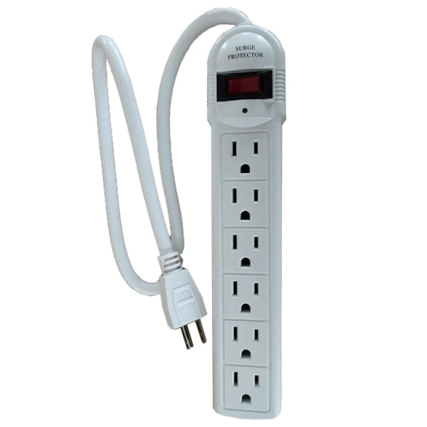 Surge Protector Power Bar 2ft 6-Outlet 280-Joules White (140002)