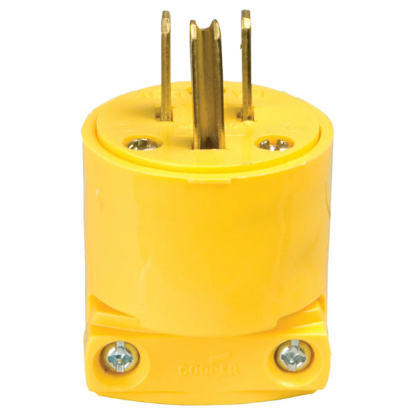 Electrical Grounding Plug Male 15A-125V 3-Wire Vinyl Yellow (140004)