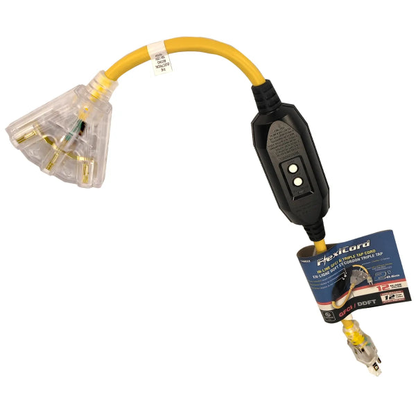 Extension Cord In-line GFCI 12/3 w/Manual Reset 3-Tap 2ft (140022)