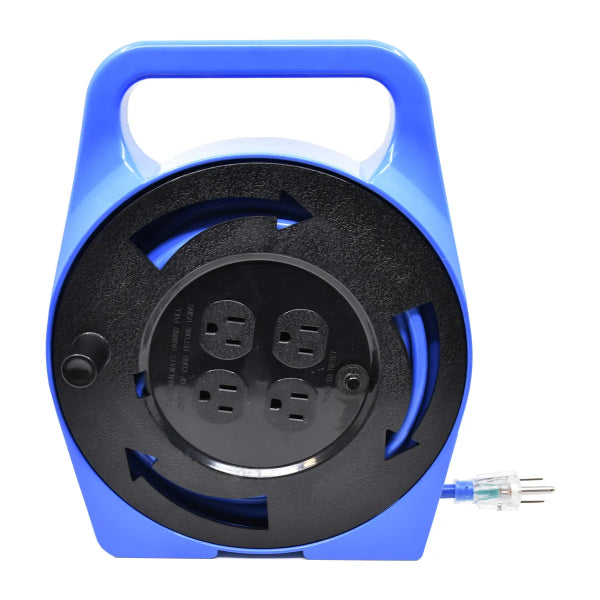 Extension Cord Indoor In Plastic Reel SJT 16/3 4-Tap GFI Blue 25ft (140024)