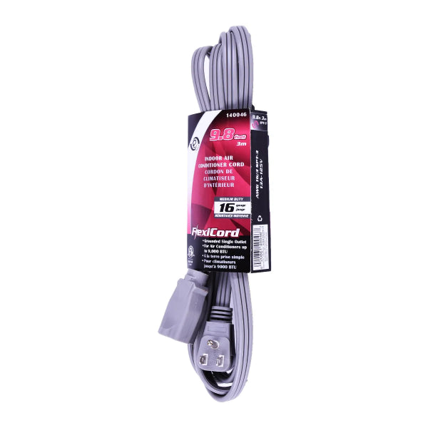 Extension Cord Indoor All Purpose SPT-3 16/3 Single-Tap 10ft Grey (140046)