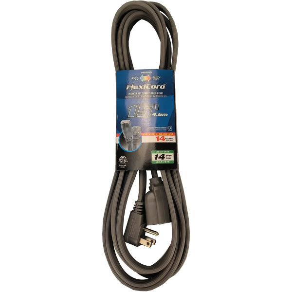 Extension Cord Indoor SPT-3 14/3 Single-Tap 15ft Grey (140049)