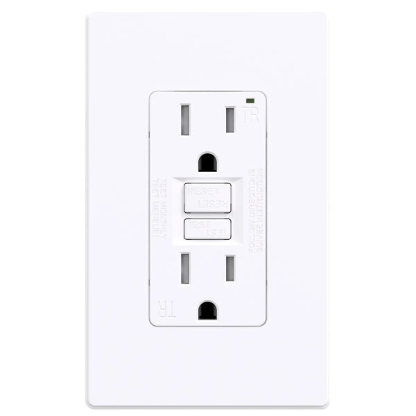 Decora GFCI Receptacle with Wall Plate T/R 15Amp White (140123)