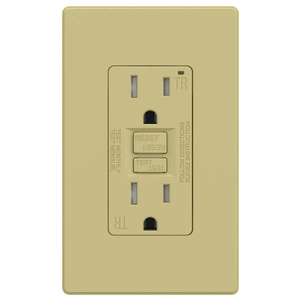 Decora GFCI Receptacle with Wall Plate T/R 15Amp Ivory (140124)