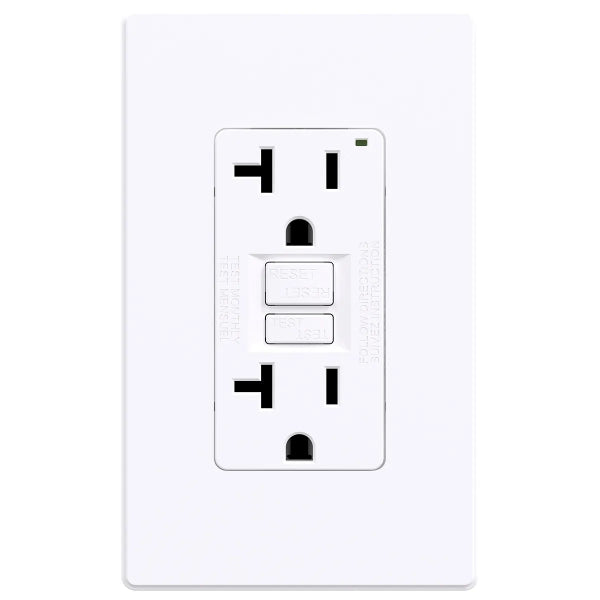 Decora GFCI Receptacle with Wall Plate 20Amp White (140127)