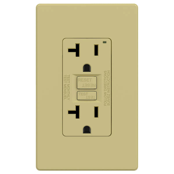 Decora GFCI Receptacle with Wall Plate 20Amp Ivory (140128)