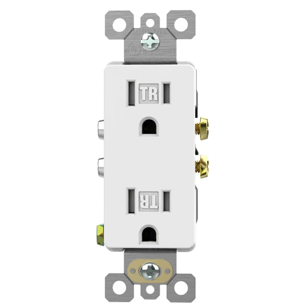 Decora Duplex Receptacle Rectangular T/R 15Amp White (140161)