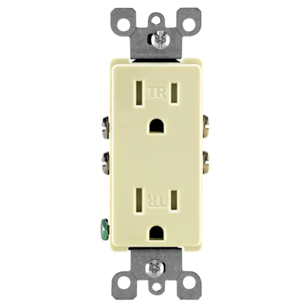 Decora Duplex Receptacle Rectangular T/R 15Amp Ivory (140162)