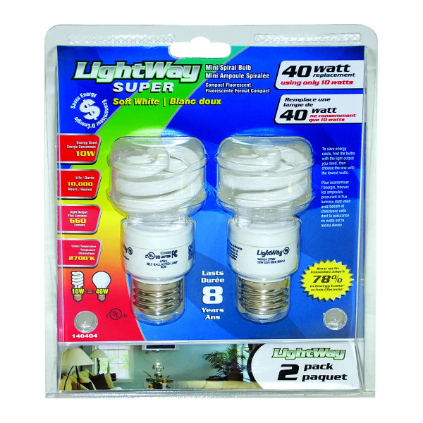 2PK Bulb Mini Twister CFL Energy Saving 10W Soft White (140404)
