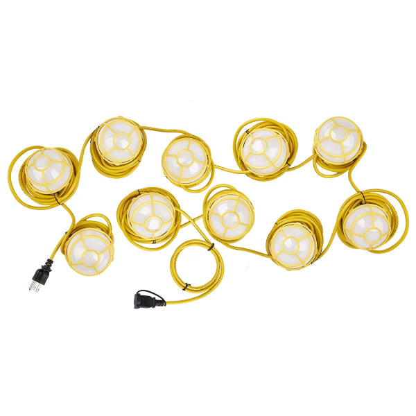 Industrial LED String Lights 10-Head SJTW 16/3 120W 100ft IP65 (140526)
