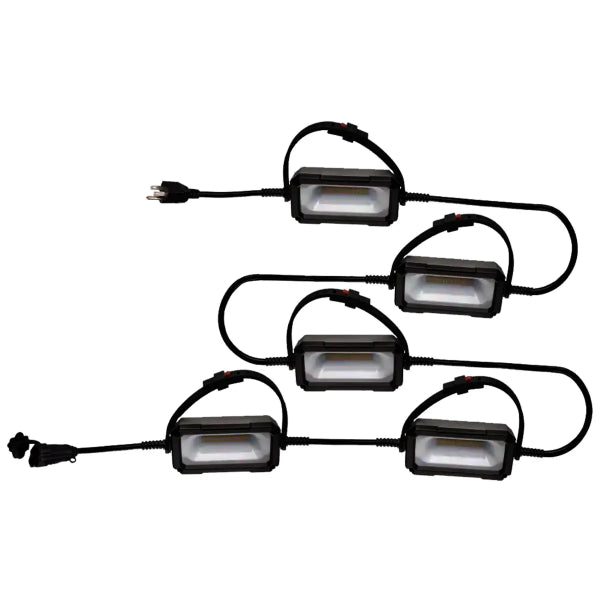 Industrial LED String Lights 5-Head 100W 16/3 AWG 50ft IP54 (140527)