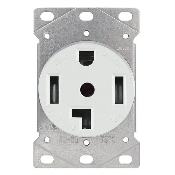 Dryer Receptacle 3 Pole 4 Wire White (140608)