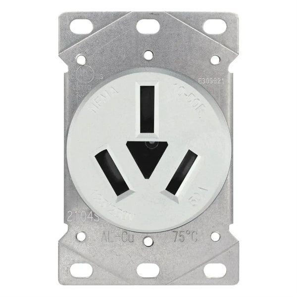 Range Receptacle 3 Pole 3 Wire White (140609)
