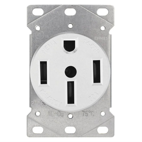 Range Receptacle 3 Pole 4 Wire White (140610)