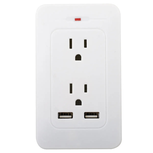 Surge Protector Grounded Wall Adapter 2-USB/2-Outlet White (140617)