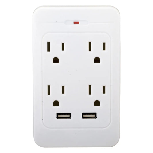Surge Protector Grounded Wall Adapter 2-USB/4-Outlet White (140618)