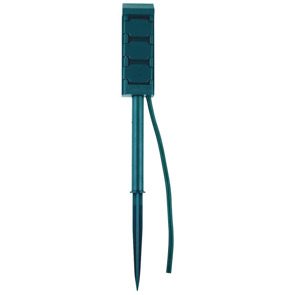 Outdoor Mini Power Stake Grounded 3-Outlet Green (140630)