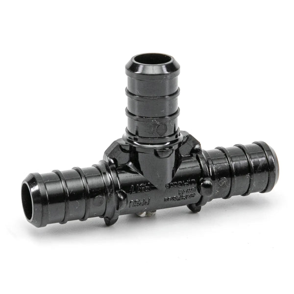 24PK Pex Poly Tee Barb To Barb 3/4 x 3/4 x 3/4in Black (150641)